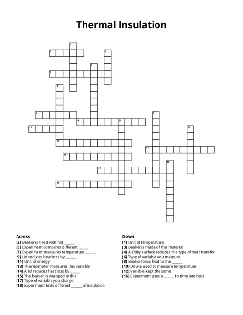 Thermal Insulation Crossword Puzzle
