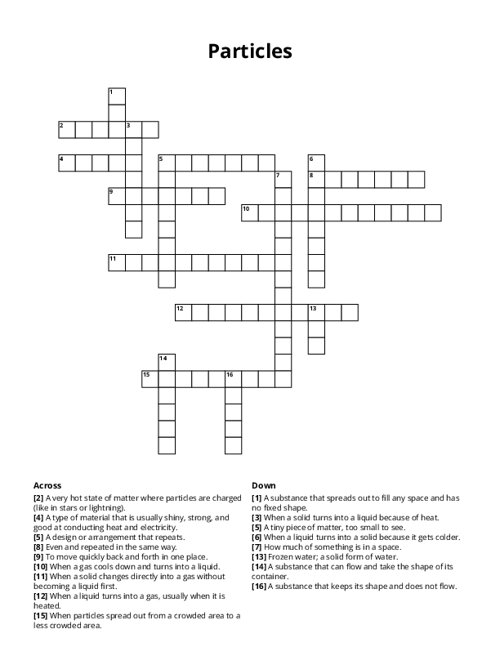 Particles Crossword Puzzle