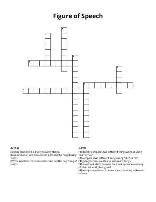 Figure of Speech Crossword Puzzle