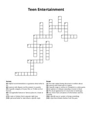 Teen Entertainment Crossword Puzzle