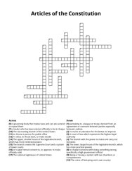 Articles of the Constitution Crossword Puzzle