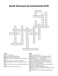 Earth Structure & Continental Drift Crossword Puzzle
