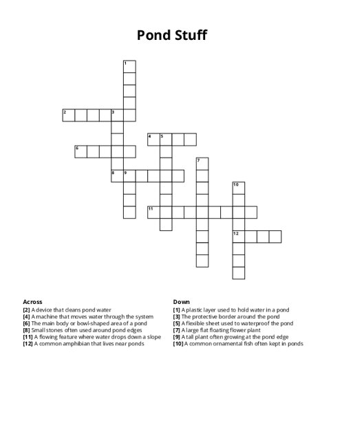 Pond Stuff Crossword Puzzle