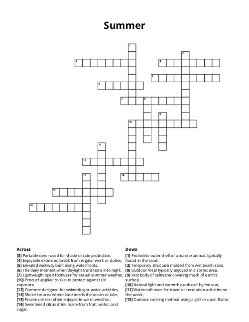 Summer Crossword Puzzle