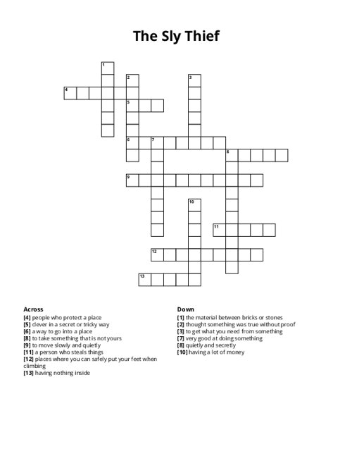 The Sly Thief Crossword Puzzle