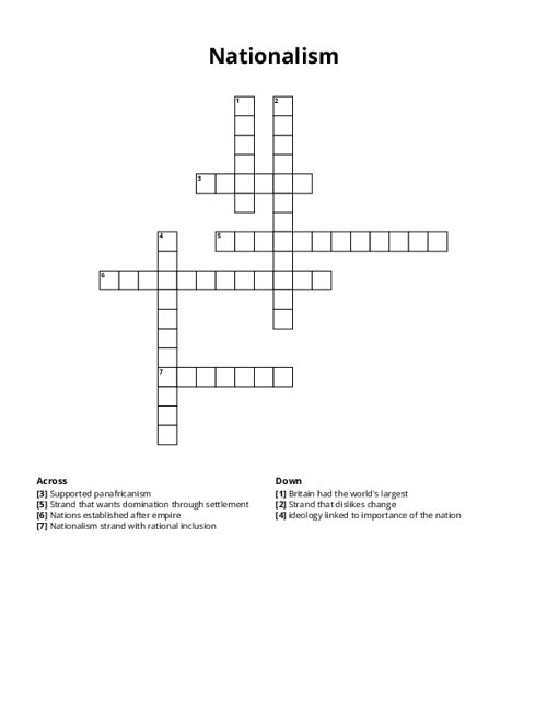 Nationalism Crossword Puzzle