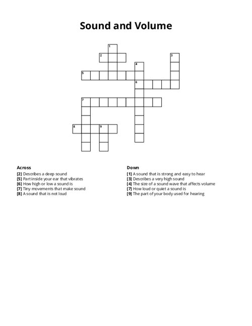 Sound and Volume Crossword Puzzle
