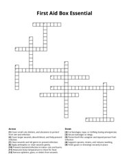 First Aid Box Essential Crossword Puzzle
