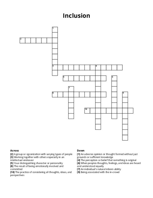 Inclusion Crossword Puzzle