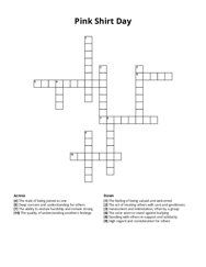 Pink Shirt Day Crossword Puzzle