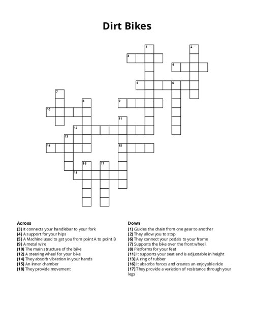 Dirt Bikes Crossword Puzzle