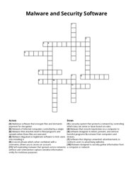 Malware and Security Software Crossword Puzzle