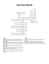 Nutrition Month Crossword Puzzle