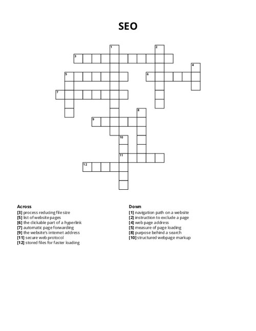 SEO Crossword Puzzle
