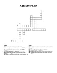 Consumer Law crossword puzzle