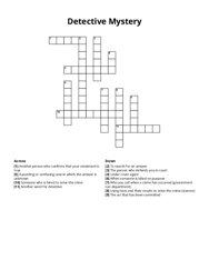 Detective Mystery crossword puzzle
