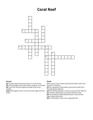 Coral Reef crossword puzzle