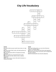 City Life Vocabulary crossword puzzle