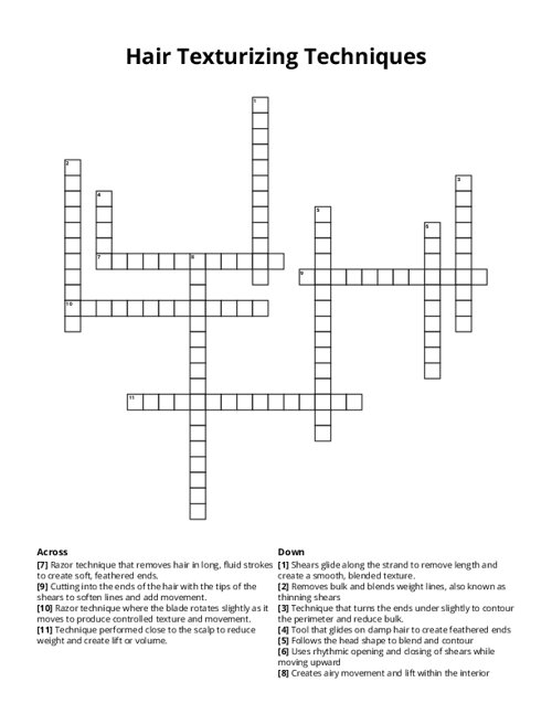 Hair Texturizing Techniques Crossword Puzzle
