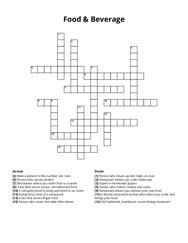 Food & Beverage Crossword Puzzle