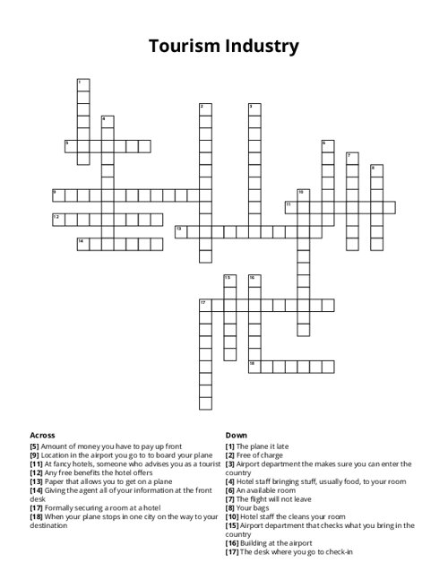 Tourism Industry Crossword Puzzle