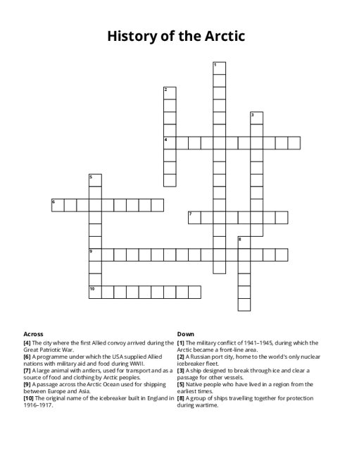 History of the Arctic Crossword Puzzle