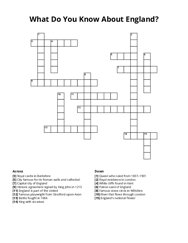 What Do You Know About England? Crossword Puzzle