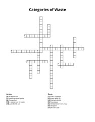 Categories of Waste Crossword Puzzle