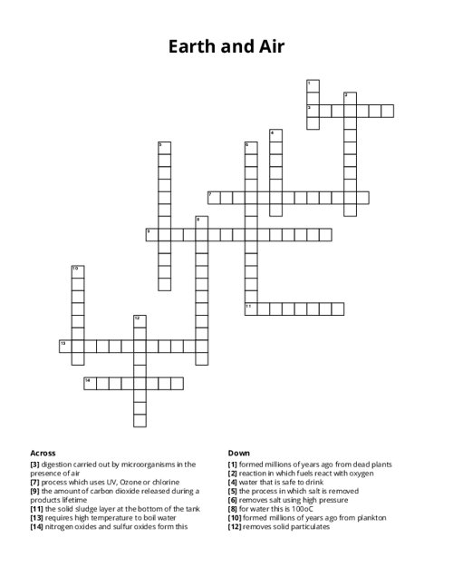 Earth and Air Crossword Puzzle