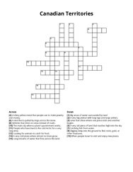 Canadian Territories Crossword Puzzle
