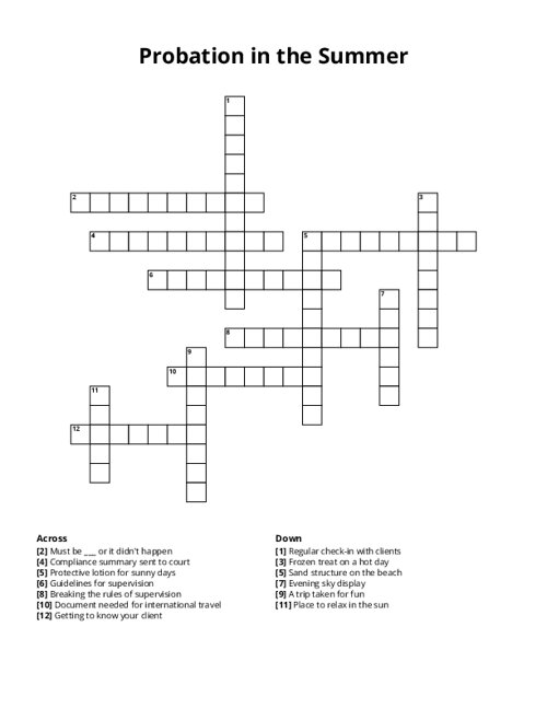 Probation in the Summer Crossword Puzzle