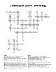 Construction Safety Terminology Crossword Puzzle