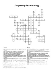 Carpentry Terminology Crossword Puzzle