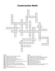 Construction Math Crossword Puzzle