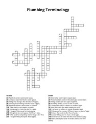 Plumbing Terminology Crossword Puzzle