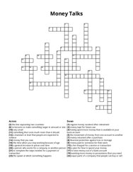Money Talks Crossword Puzzle