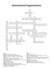 Multinational Organizations Crossword Puzzle