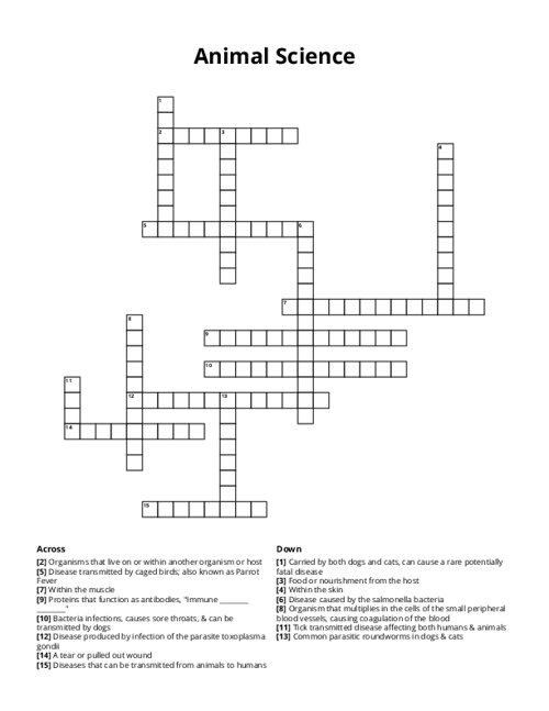 Animal Science Crossword Puzzle