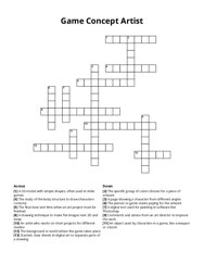 Game Concept Artist Crossword Puzzle