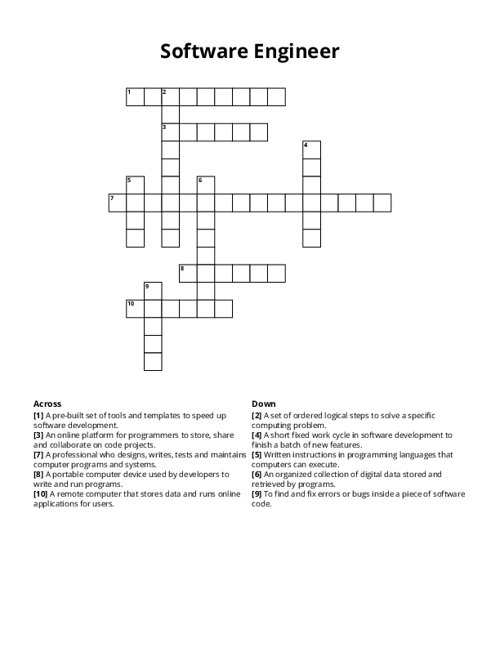 Software Engineer Crossword Puzzle