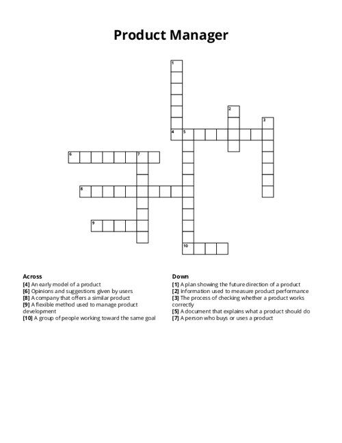 Product Manager Crossword Puzzle