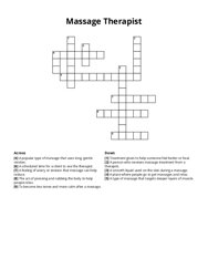 Massage Therapist Crossword Puzzle