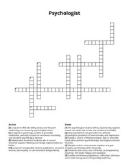 Psychologist Crossword Puzzle