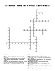 Essential Terms in Financial Mathematics Crossword Puzzle