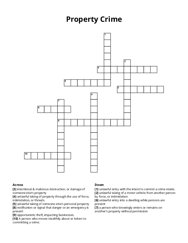 Property Crime Crossword Puzzle