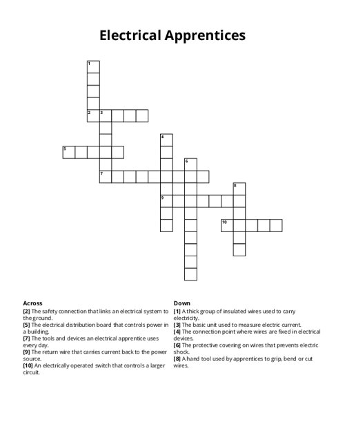 Electrical Apprentices Crossword Puzzle