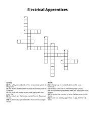 Electrical Apprentices Crossword Puzzle
