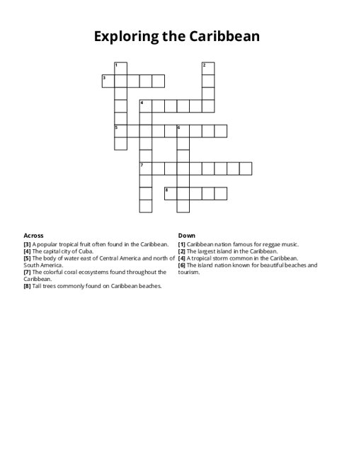 Exploring the Caribbean Crossword Puzzle
