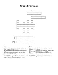 Great Grammar Crossword Puzzle