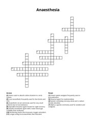 Anaesthesia Crossword Puzzle